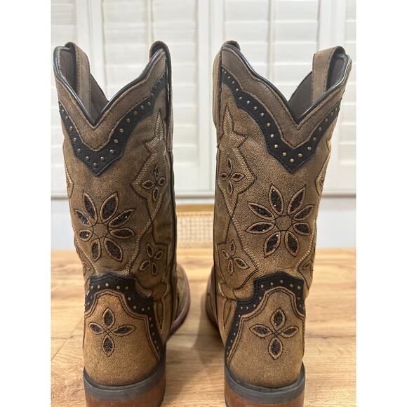 Laredo Women's Bouquet Western Performance Boots Brown Leather Sz 8 Lightly Worn - Picture 9 of 16